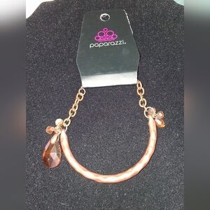 *NWT* PAPARAZZI *CLEARANCE* Copper-Tone Hammered Cuff Bracelet w/ Amber Crystals